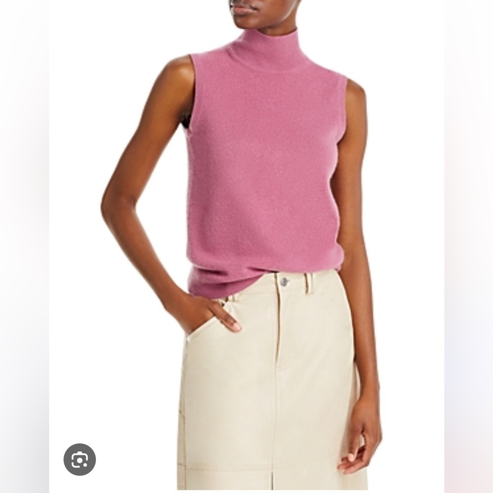 Bloomingdale’s 100% Cashmere Sleeveless Mock Neck Sweater XL Pink NWT - Picture 10 of 12